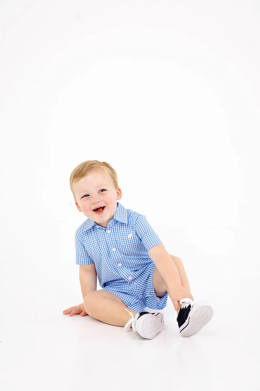 Sir Proper Romper Blue Gingham