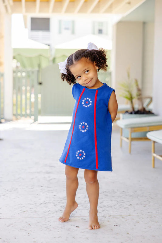 Annie Apron Dress Royal with Stars