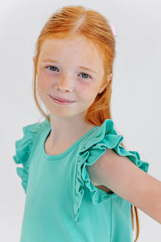 Ruehling Ruffle Dress in Teal