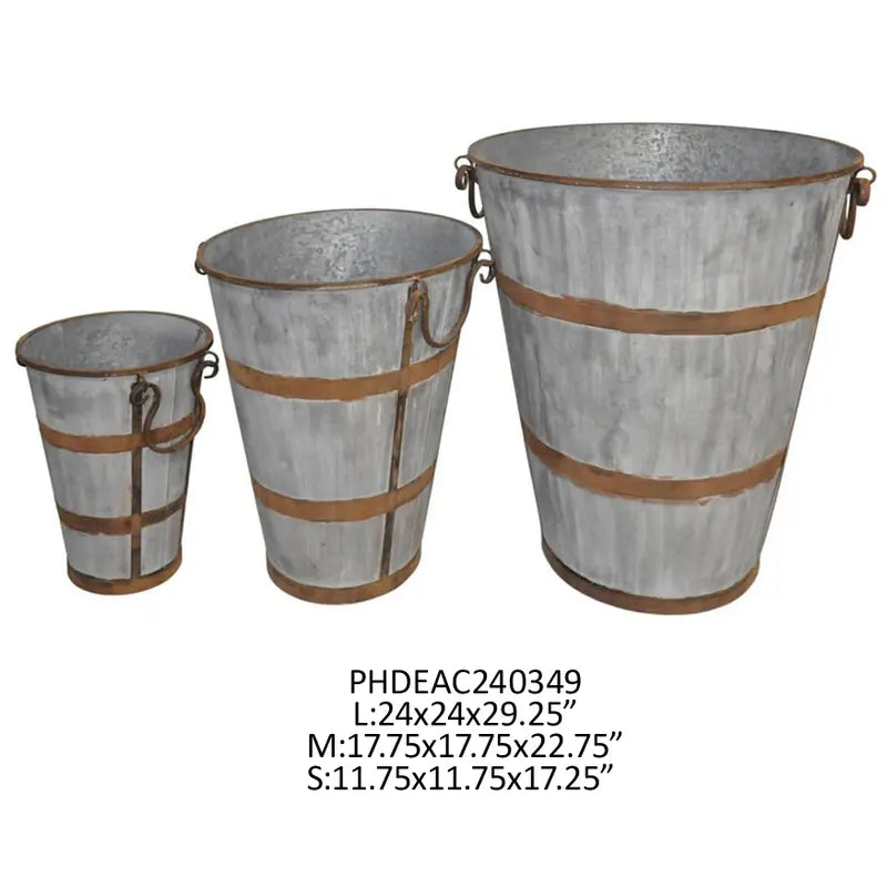 Medium Grape Harvest Metal Bucket