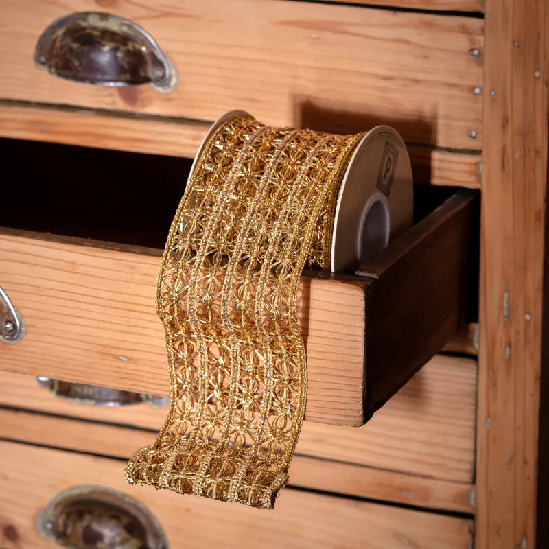 Metallic Crochet Lace Ribbon 2.5"