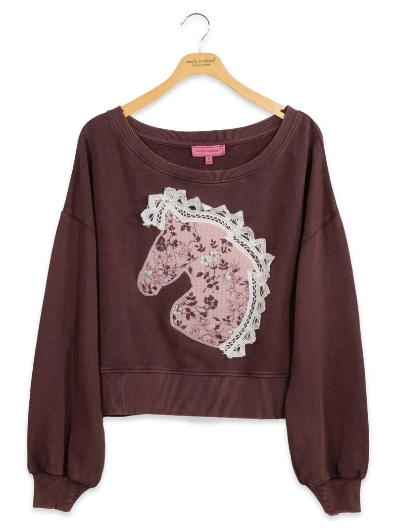 Adult Lace Horse Crewneck