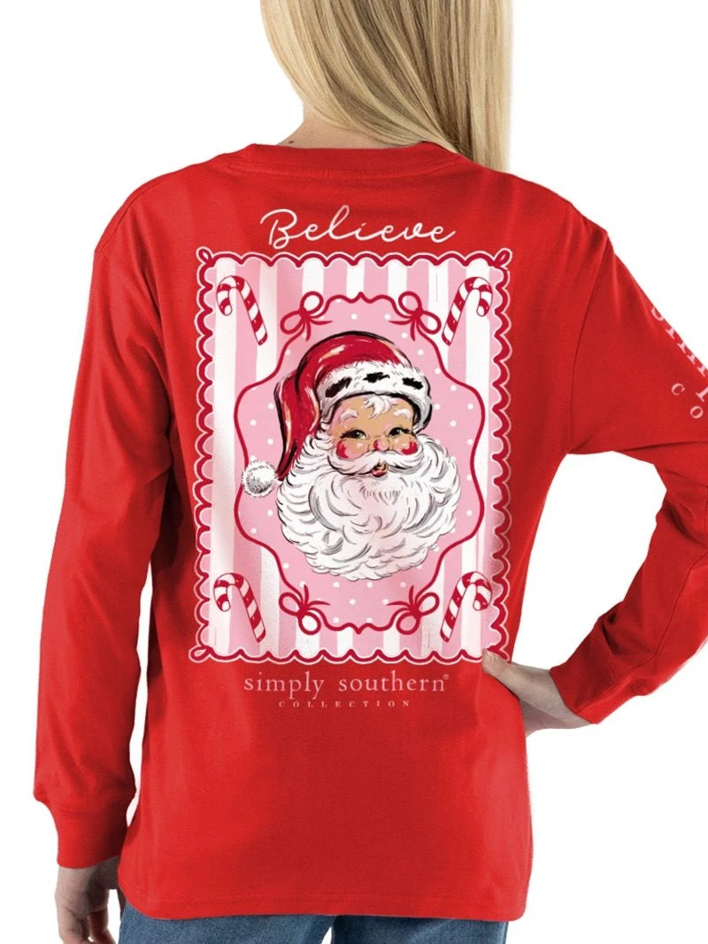 Youth Santa Believe LS Tee
