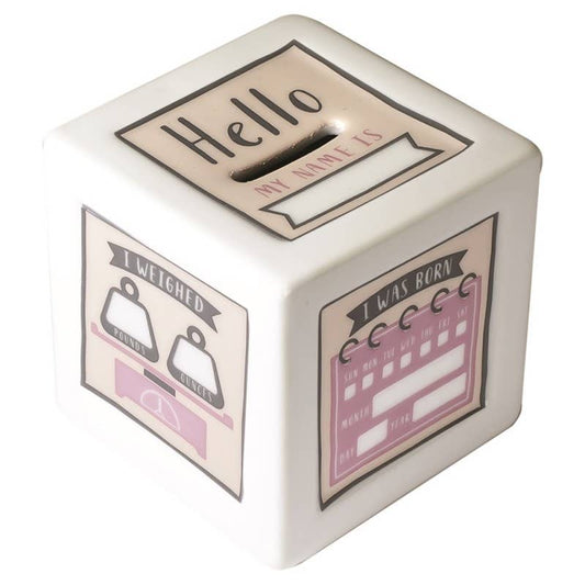 Birth Record Bank with Pen - Pink