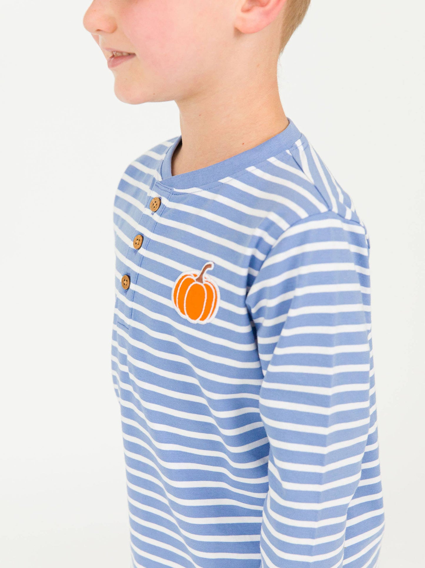 Boys Pumpkin Knit Henley Tee