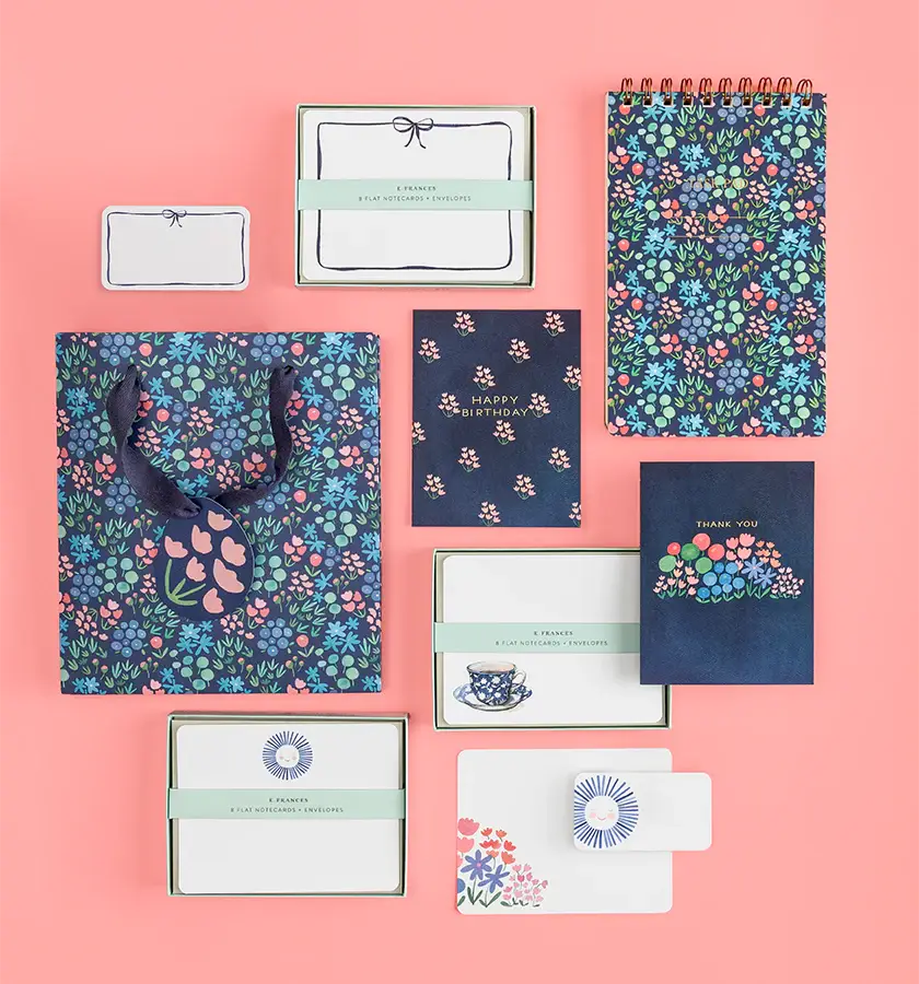 Navy Bow Boxed Set of 8