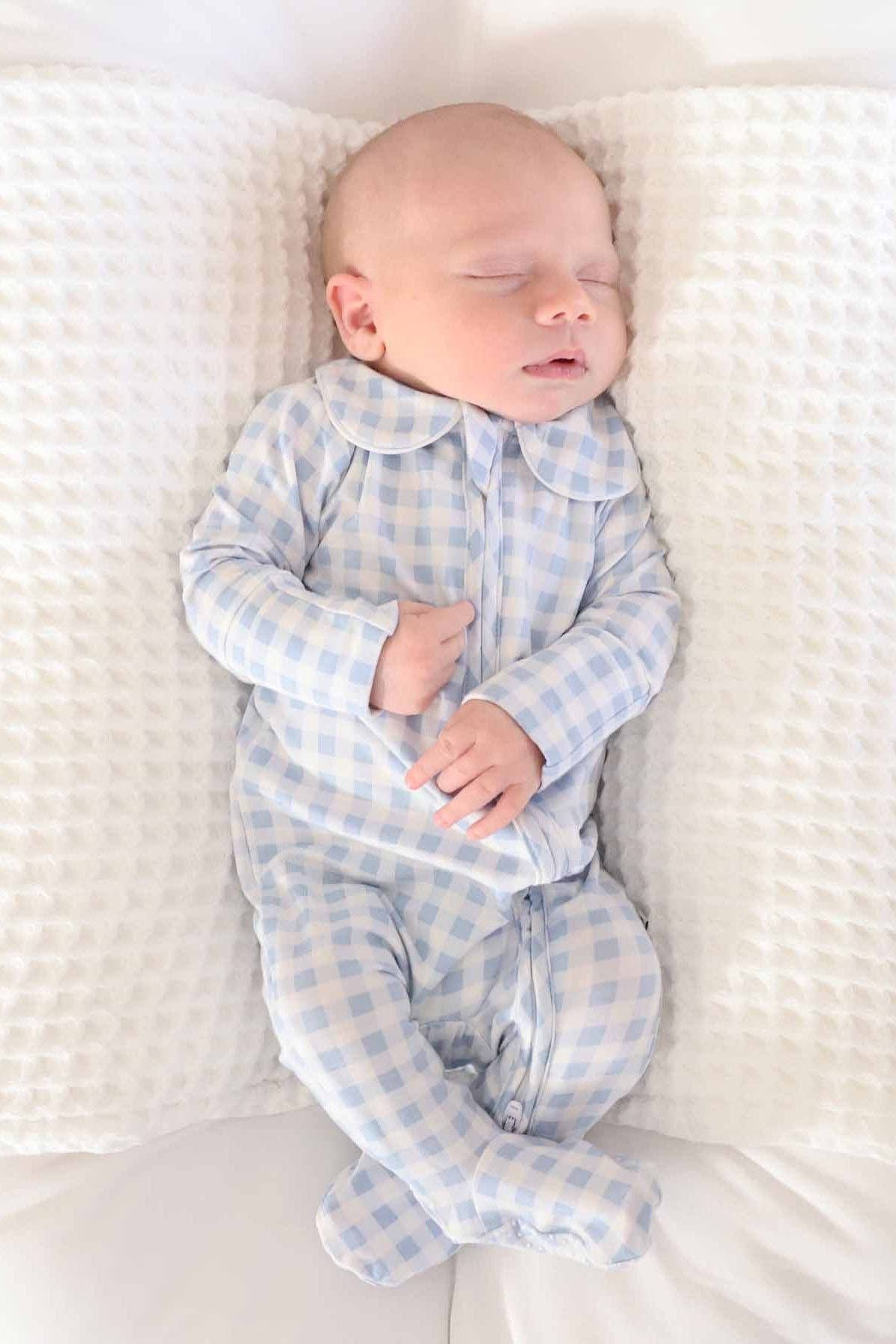 Zipper Footie in Blue Gingham