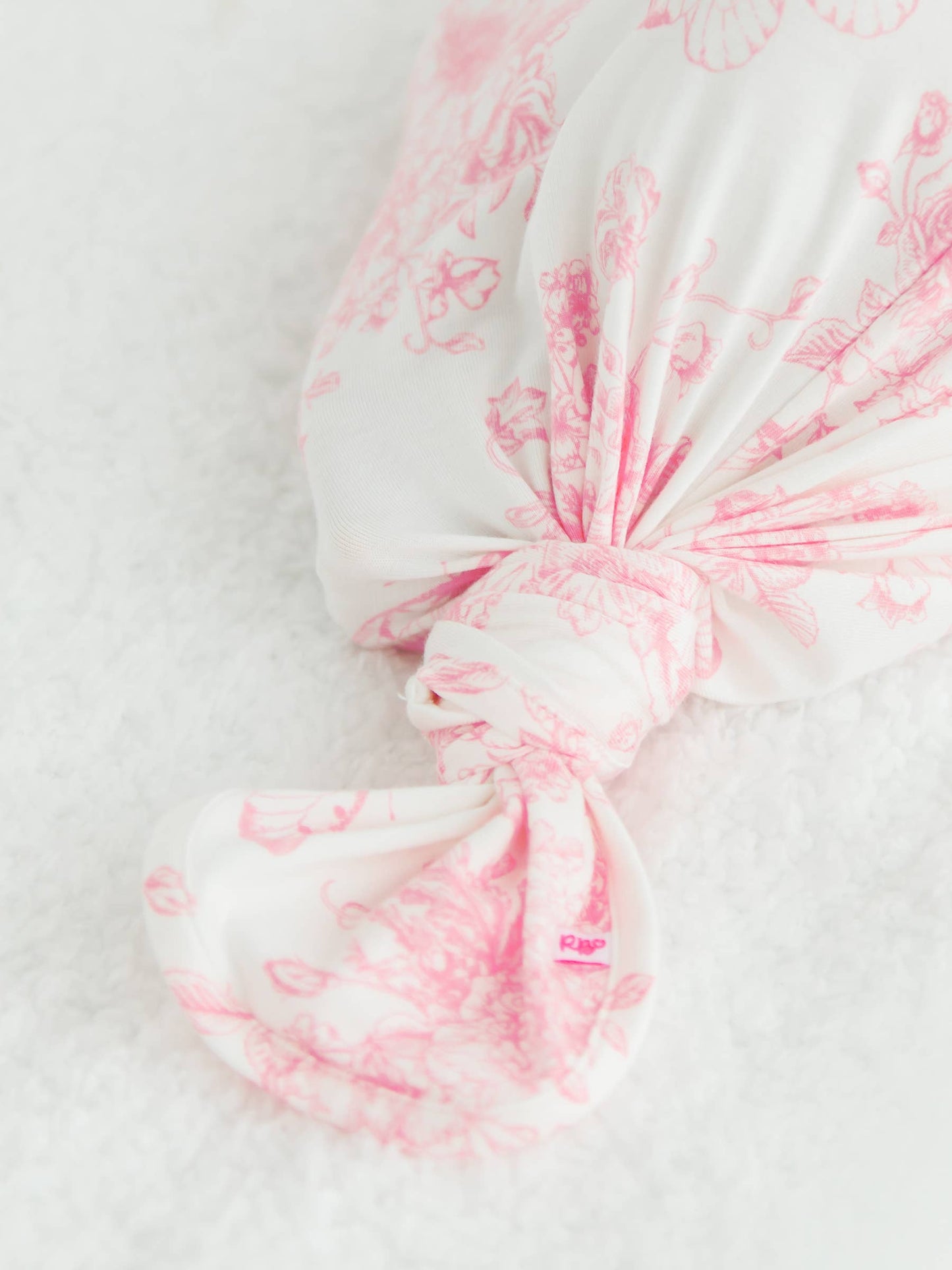 Pink Toile Knot Gown & Hat Set