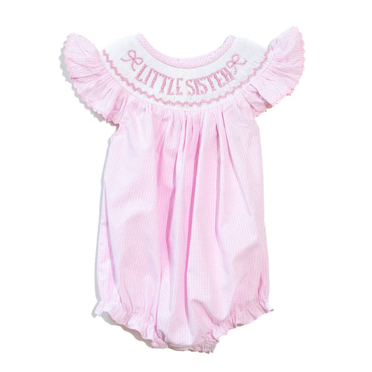 Little Sister Smocked Gingham Bubble