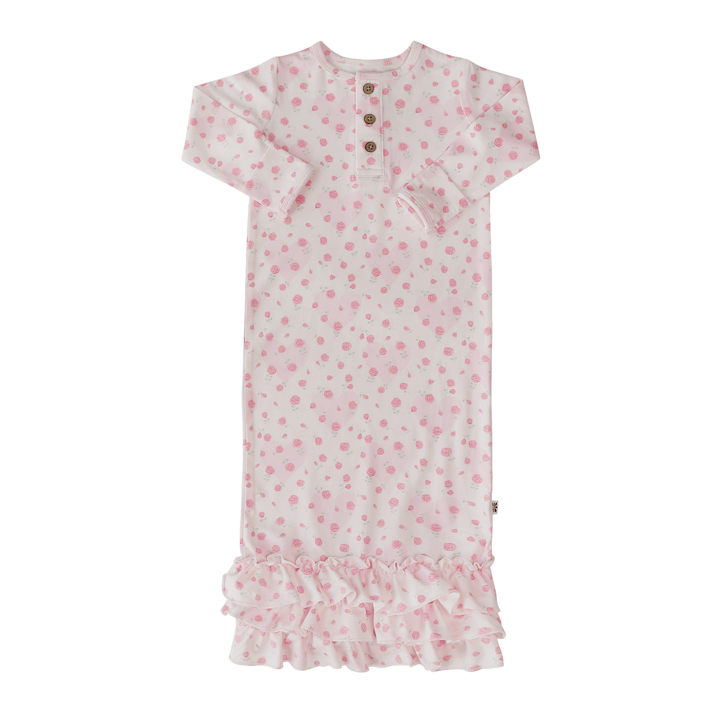 Ruffle Receiving Gown in Double Love