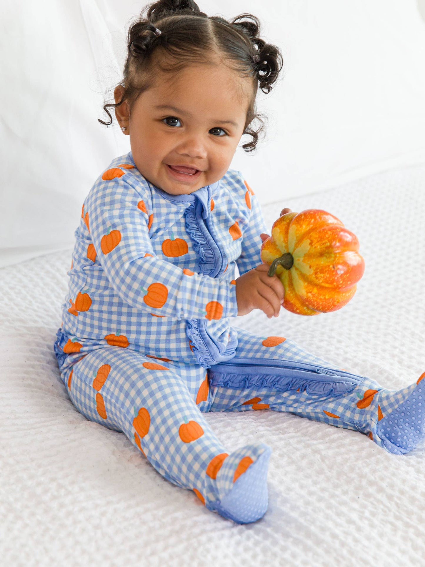 Baby Girls Pumpkin Ruffle Footie