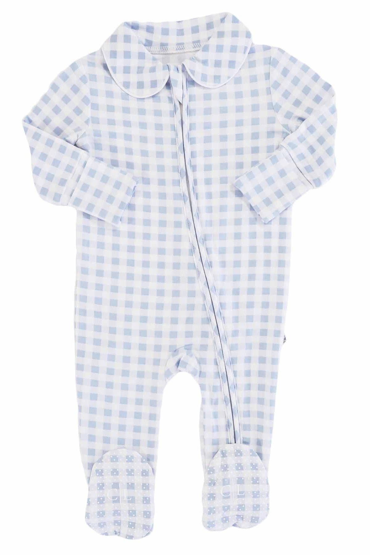 Zipper Footie in Blue Gingham