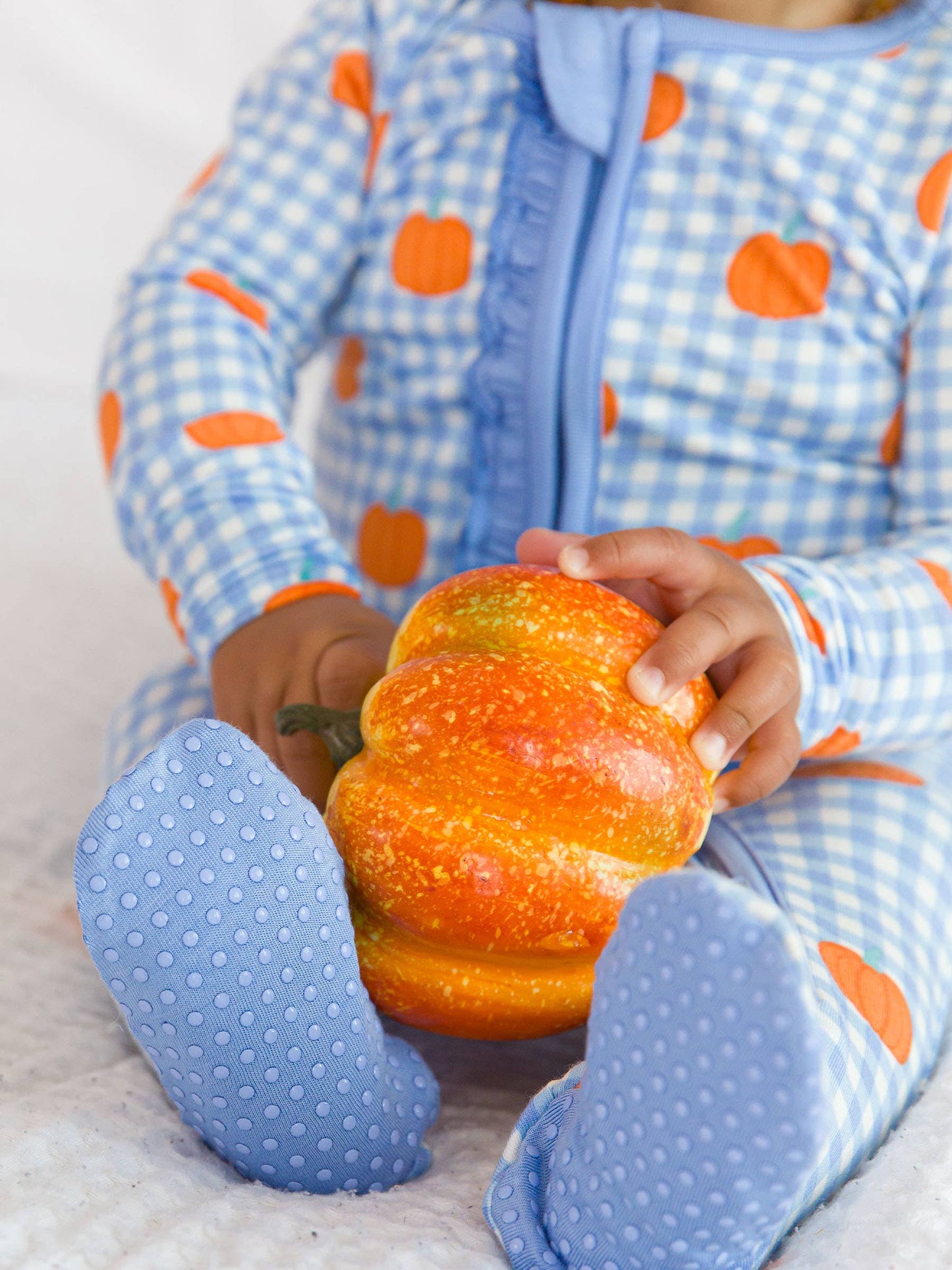 Baby Girls Pumpkin Ruffle Footie
