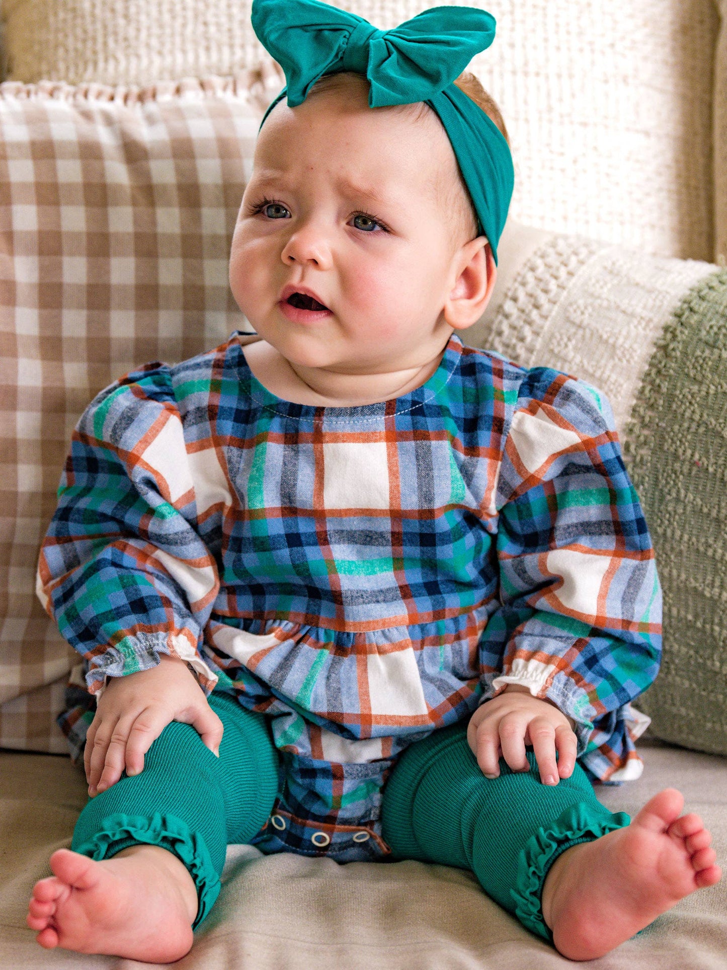 Peyton Plaid Woven Bubble Romper