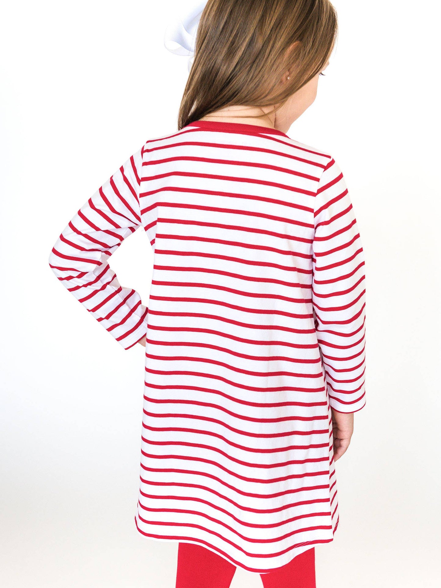 Red Stripe Knit Tree Pockets Dress