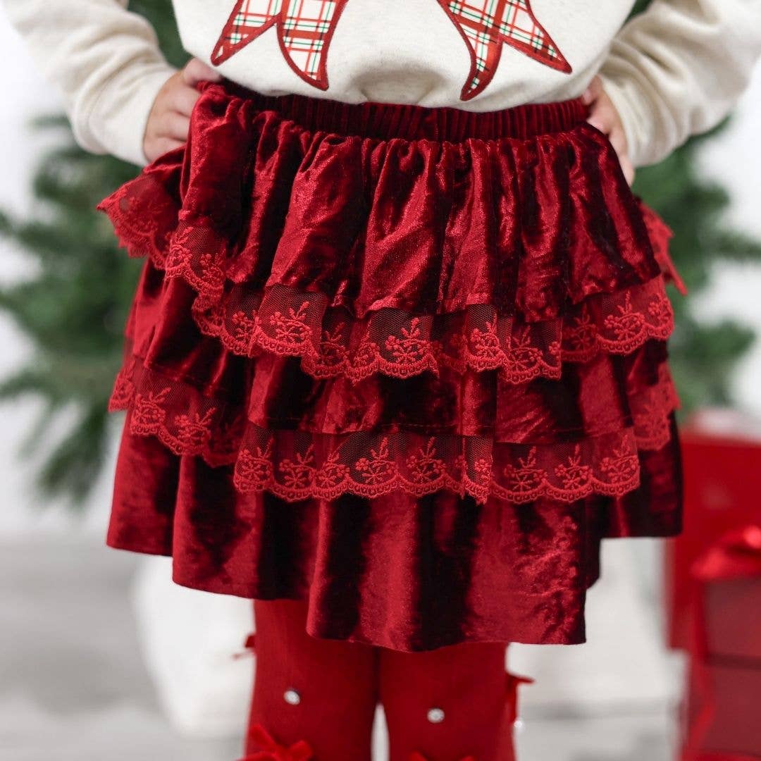 Red Velvet Tiered Skirt