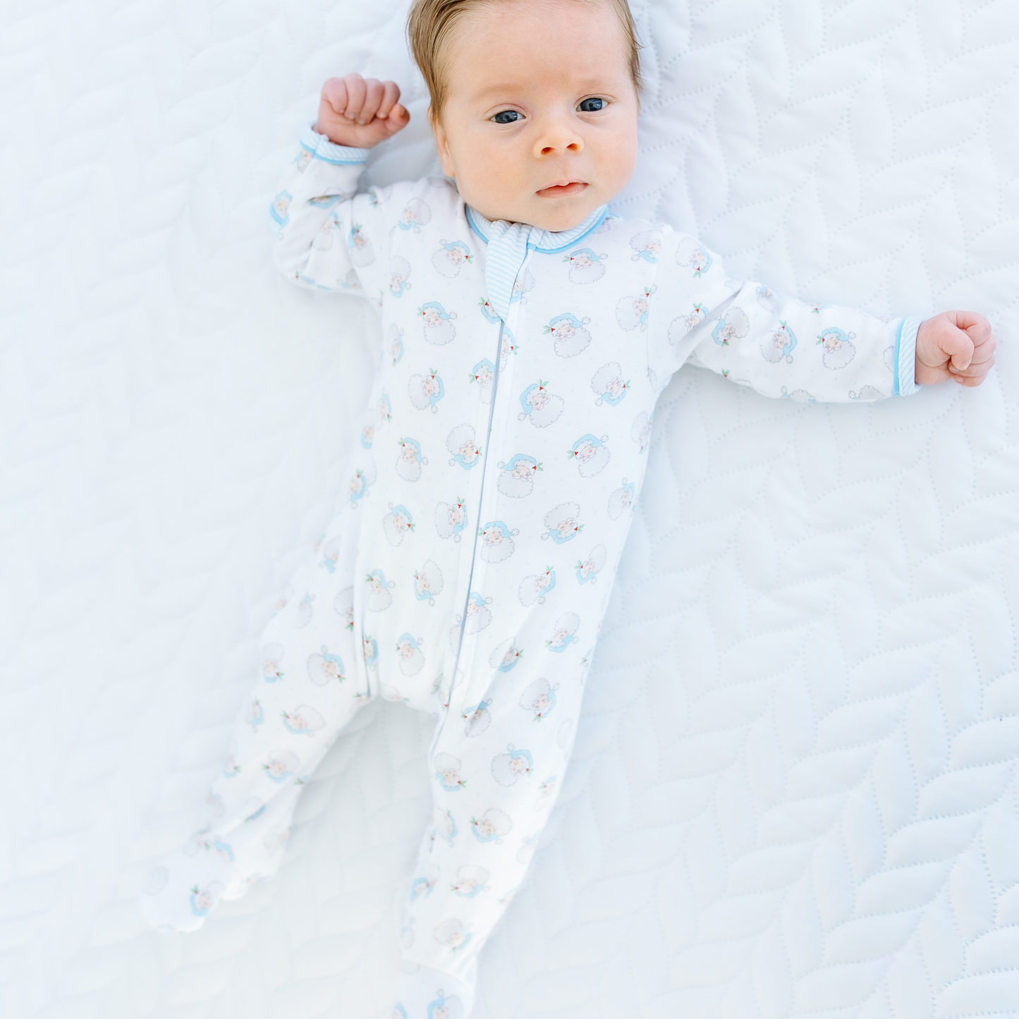 Santa Baby Blue Zip Footie
