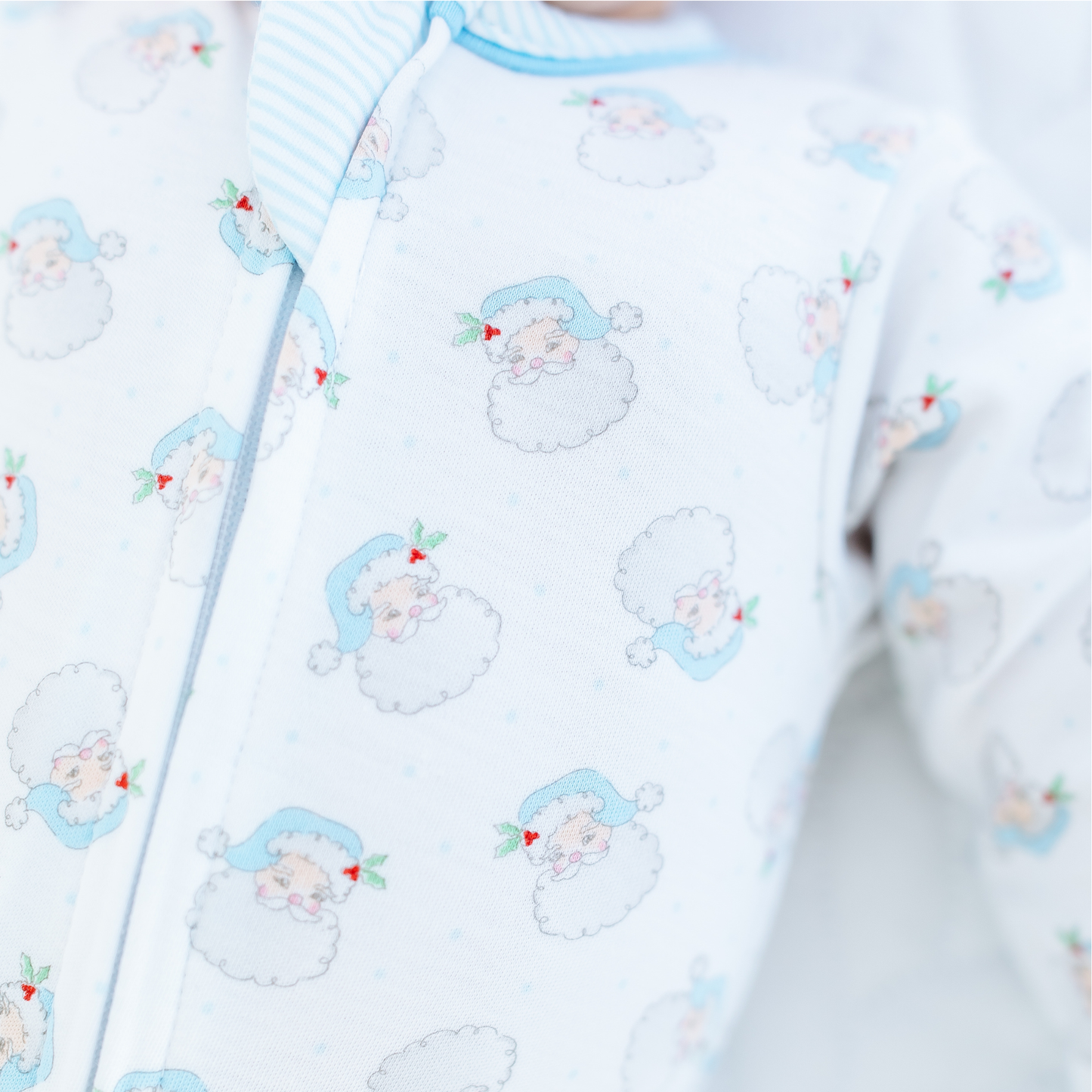Santa Baby Blue Zip Footie
