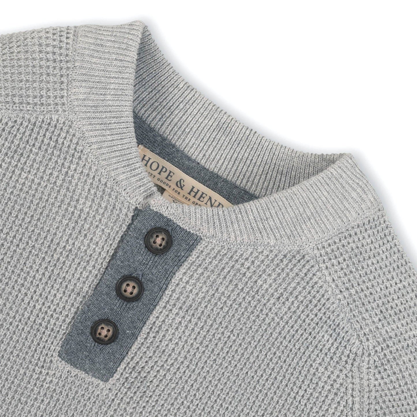 Organic Sweater Henley with Patches