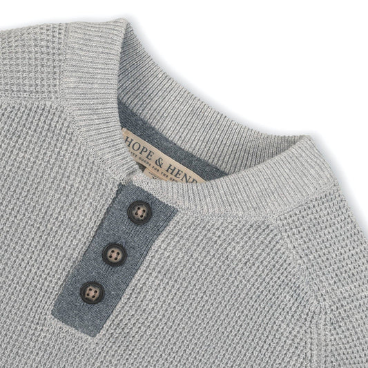Organic Sweater Henley with Patches