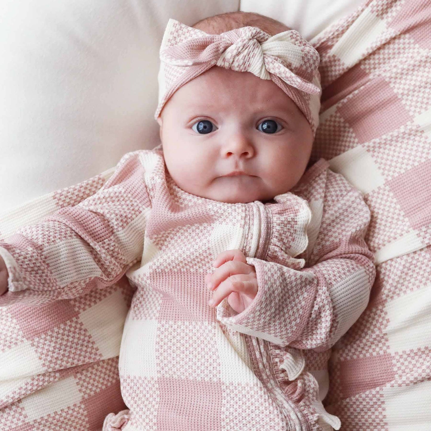 Check Bamboo Ruffle Footie