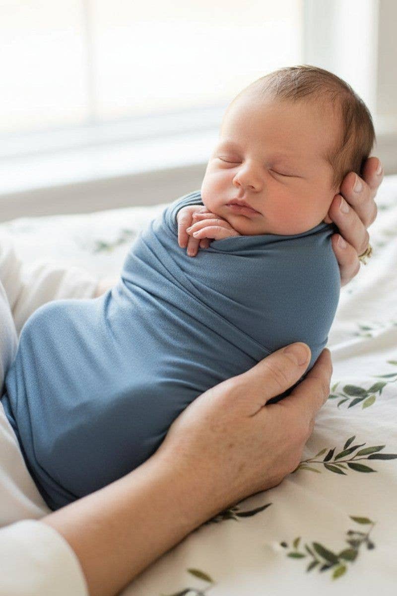 Solid Dusty Blue Knit Swaddle