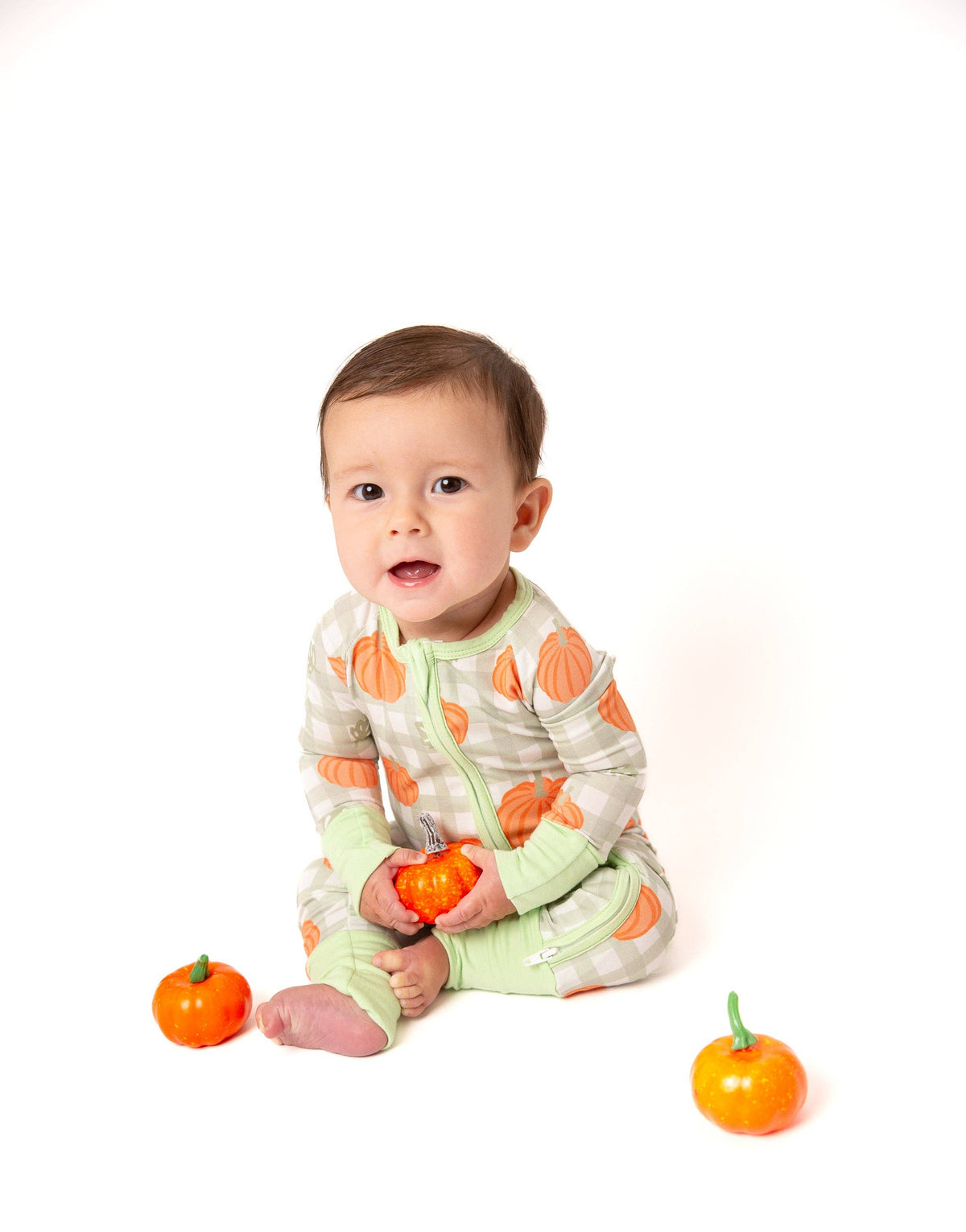 Pumpkin Plaid Bamboo Zipper PJ