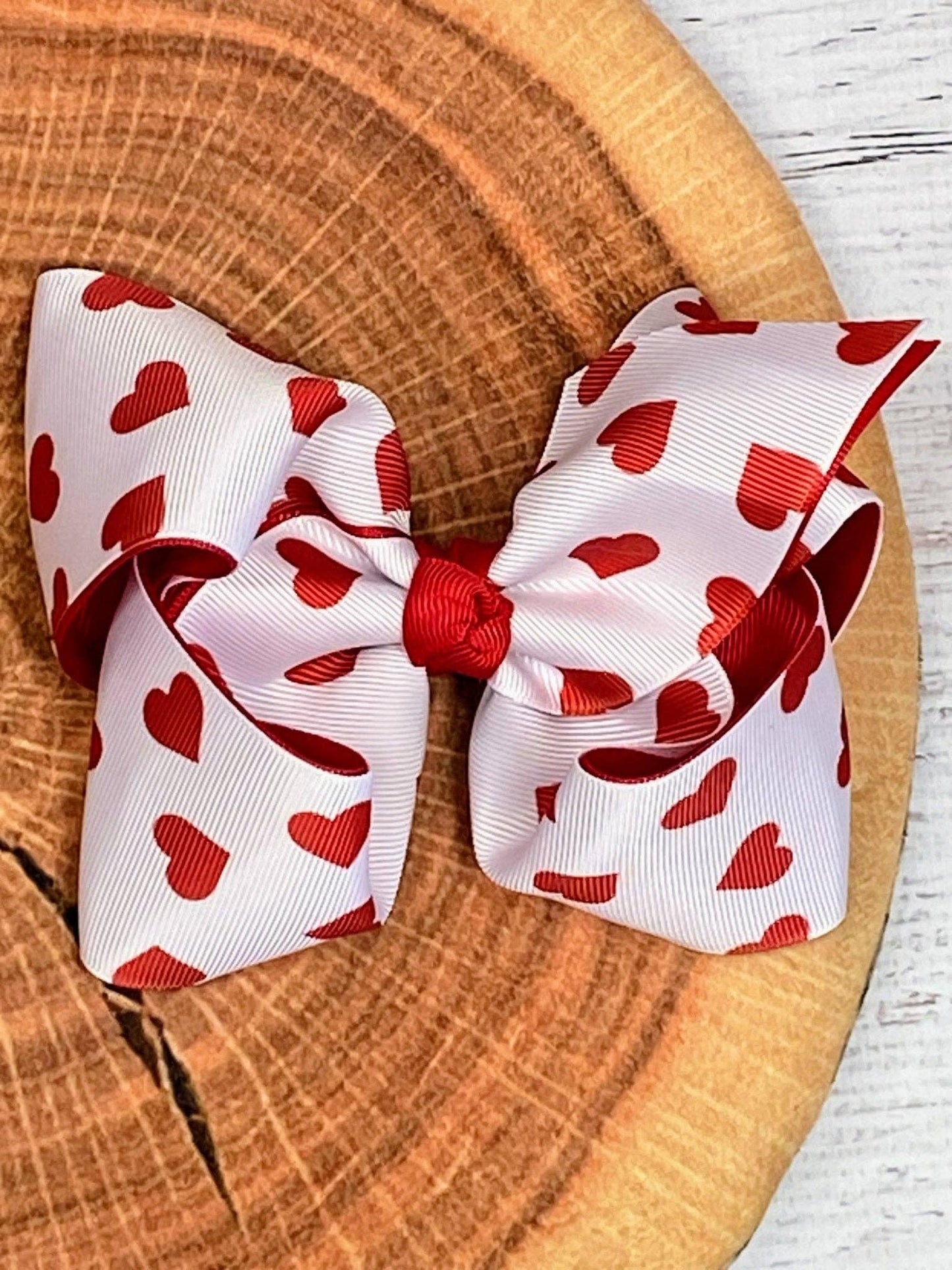 Heart Print Hair Bow