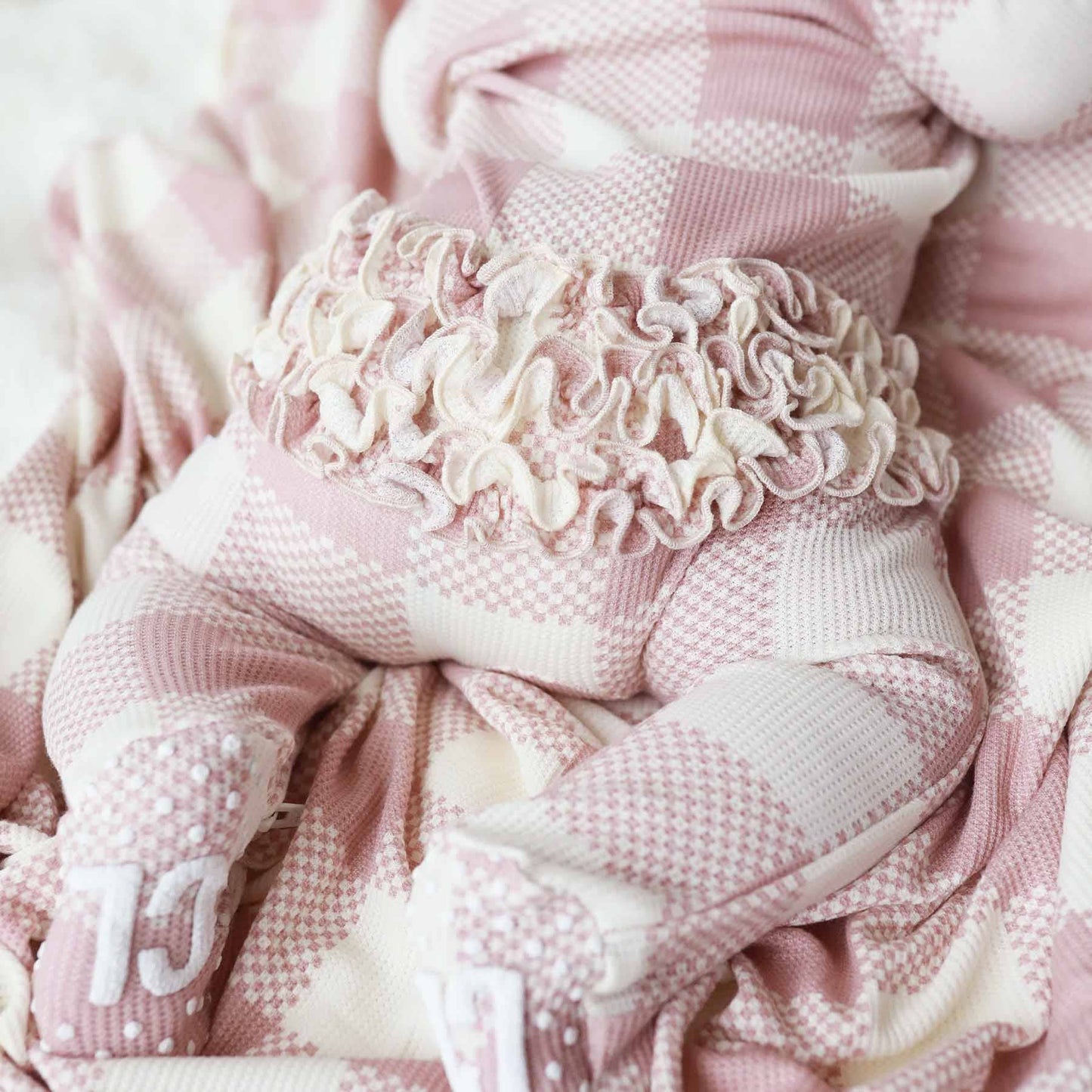 Check Bamboo Ruffle Footie