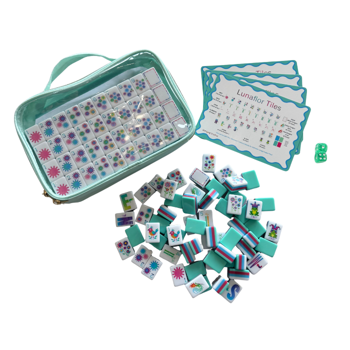 Teal Lunaflor Mahjong Tiles Set