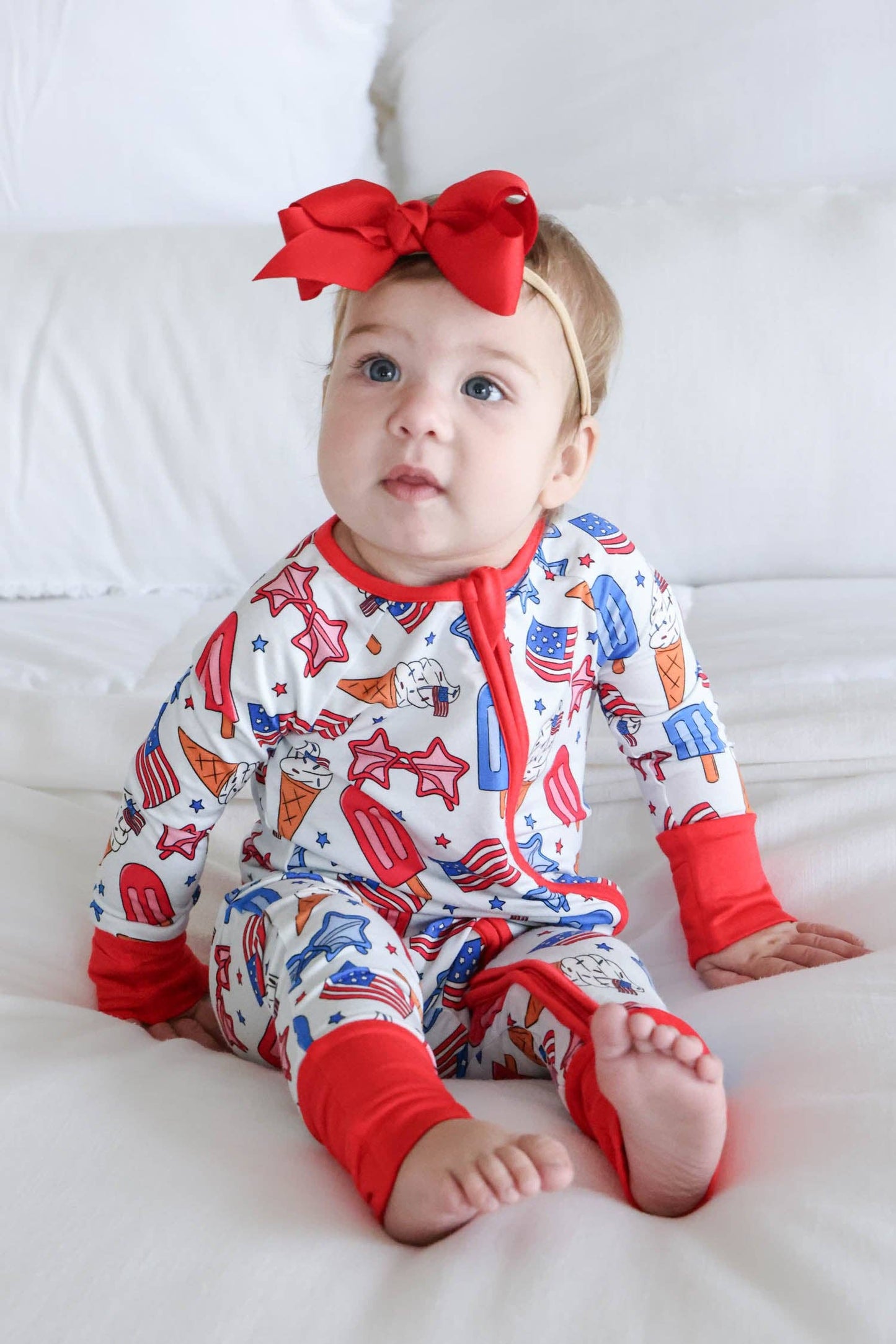 Red, White & Cool Zipper Footie