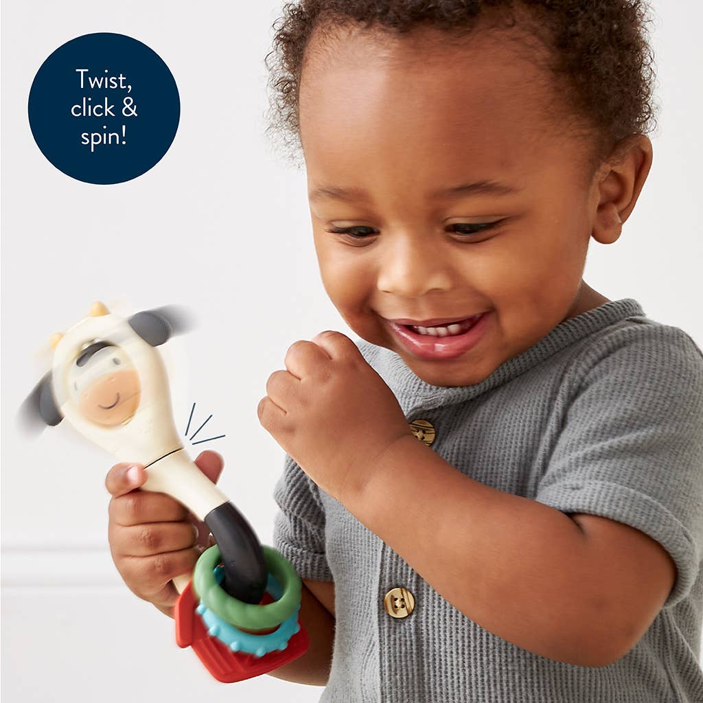 Itzy Spinner Teething Rattle Cow