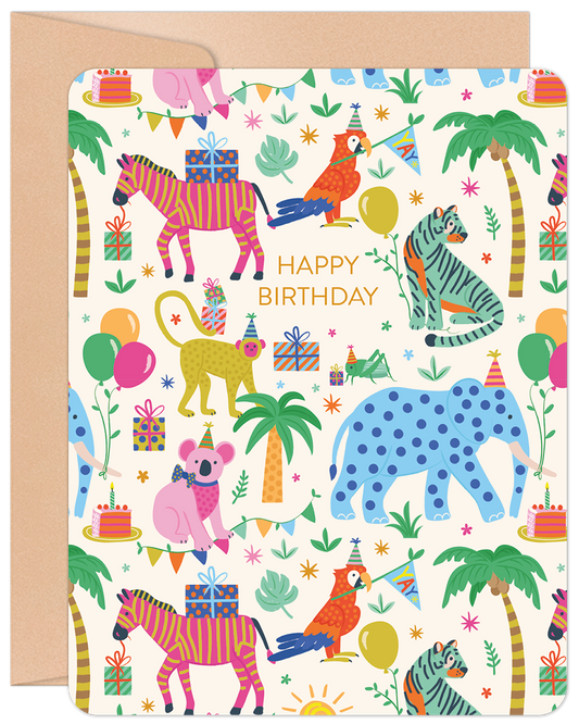 Patterned Animals Birthday Card