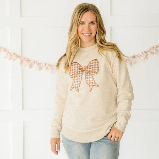 Gingham Bow Women's Sweatshirt