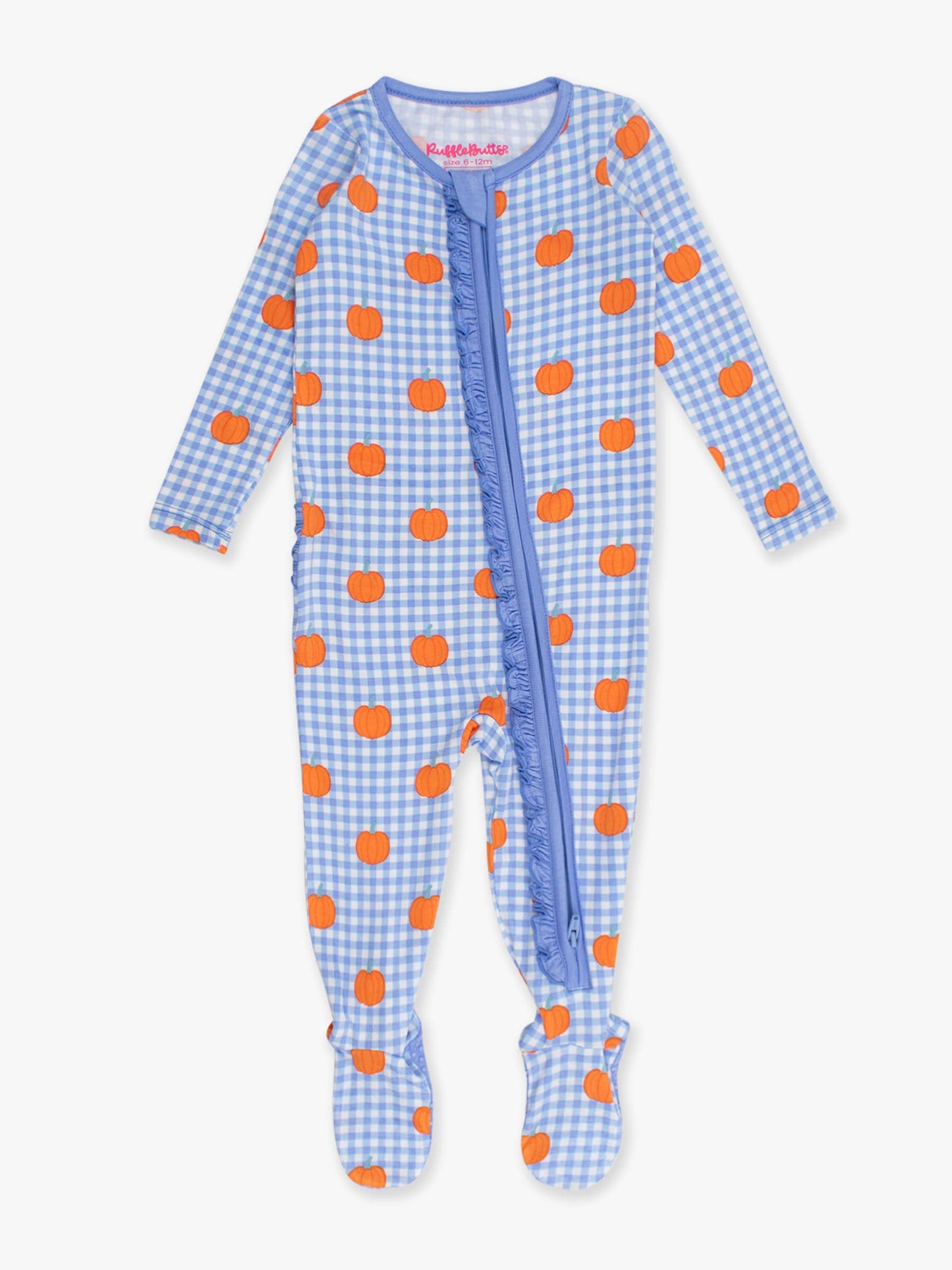 Baby Girls Pumpkin Ruffle Footie