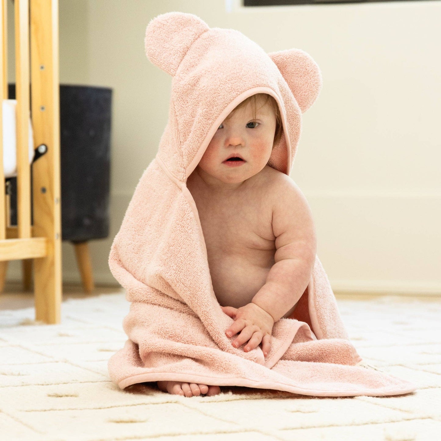 Hooded Towel/Wash Mitt Set Blush