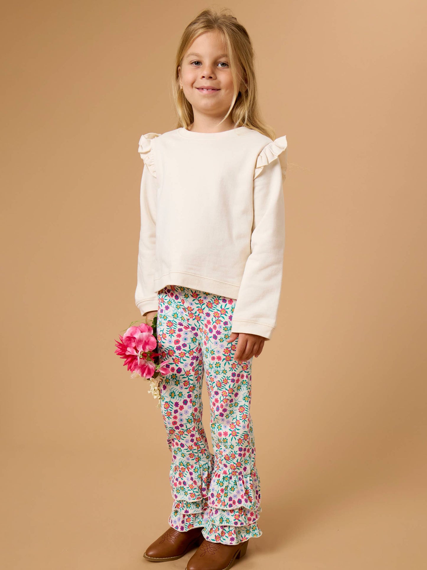 Ivory Knit Flutter Sweatshirt