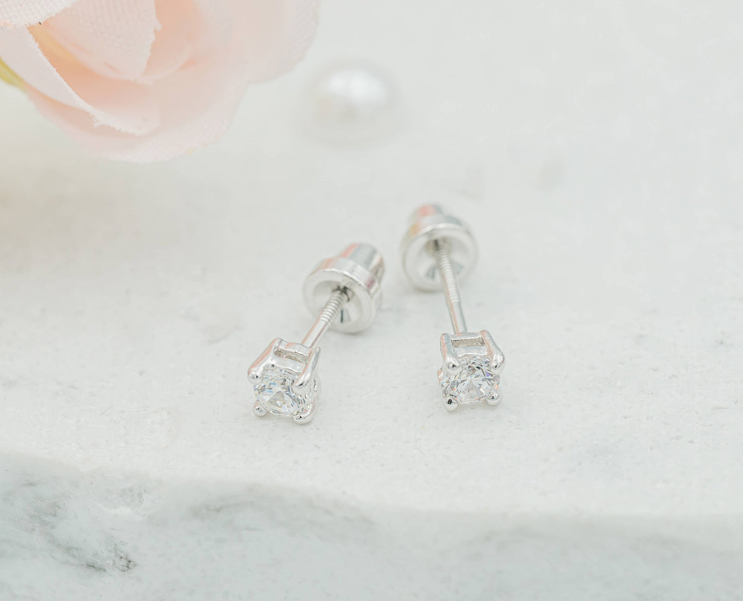 Sterling Silver Clear CZ  Earrings