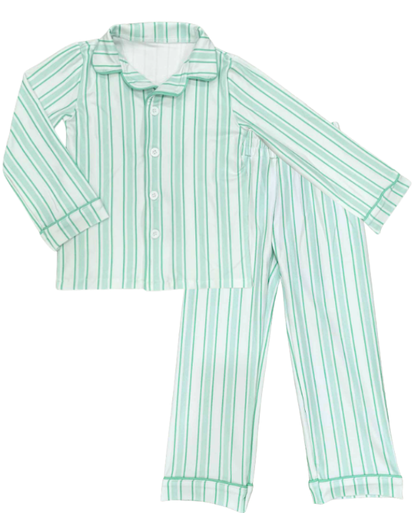 Green Stripe Button PJs