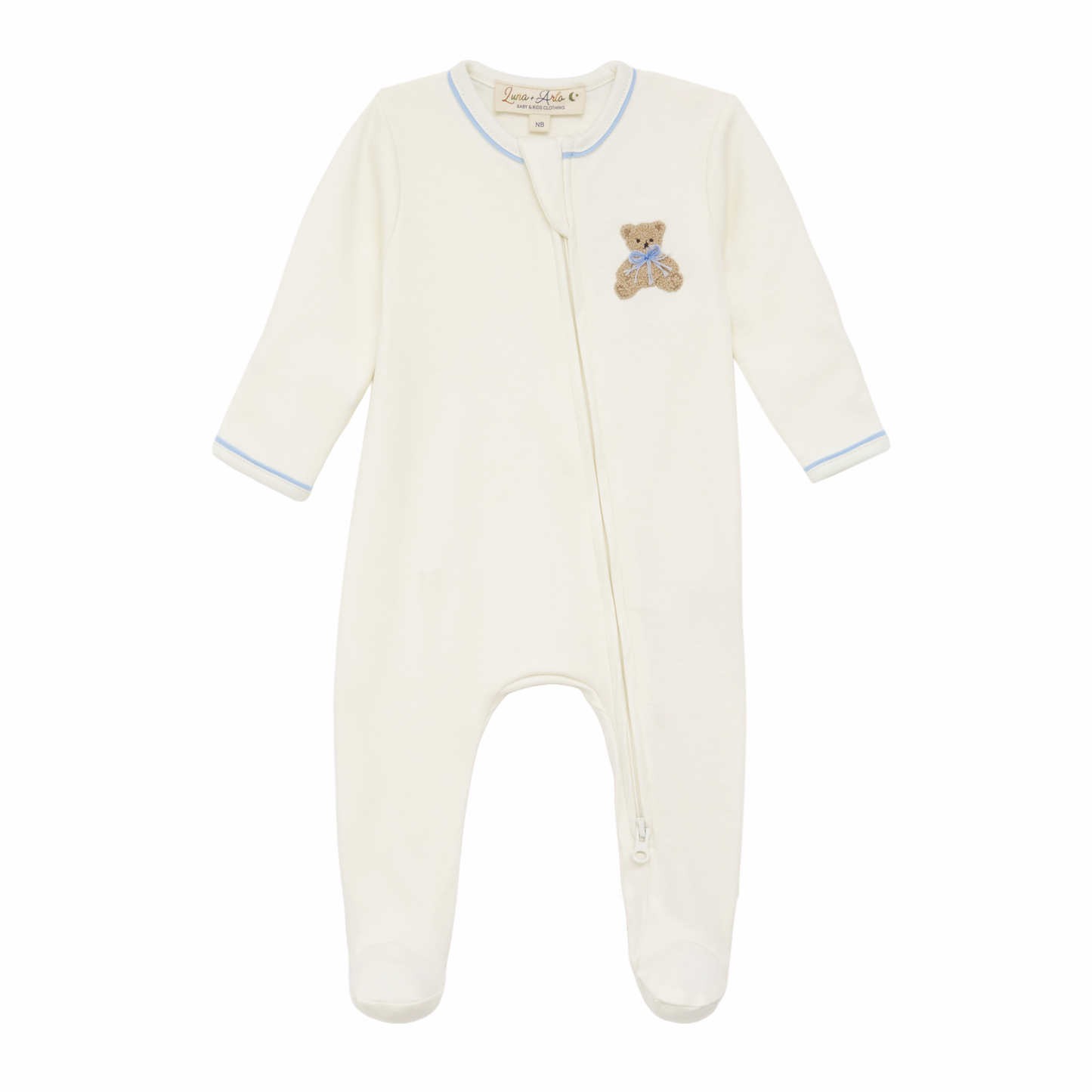 Bear Hugs Zip Footie in Blue