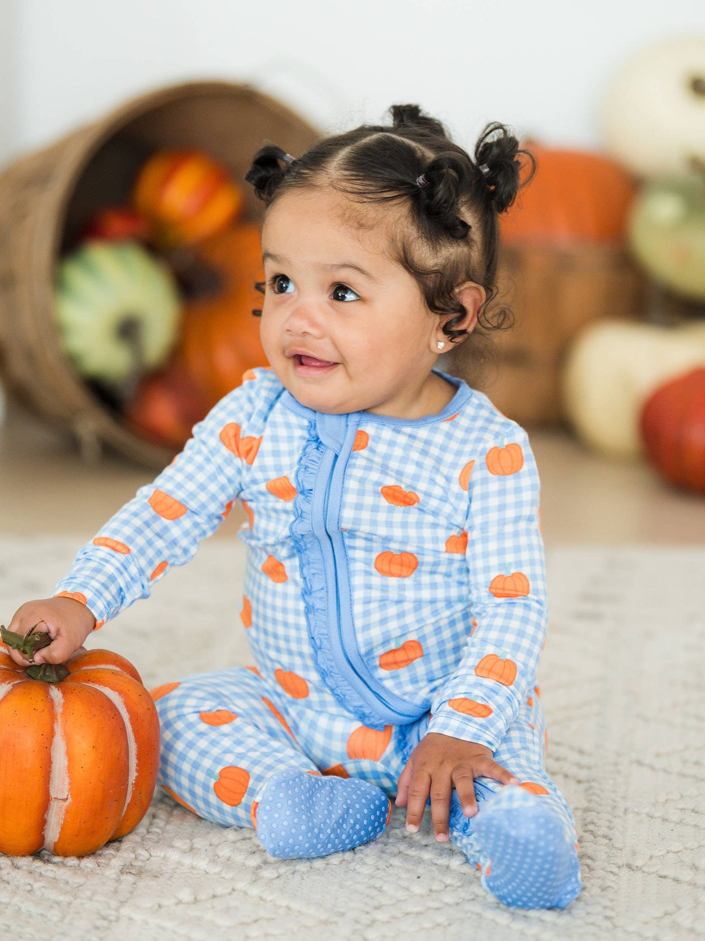 Baby Girls Pumpkin Ruffle Footie