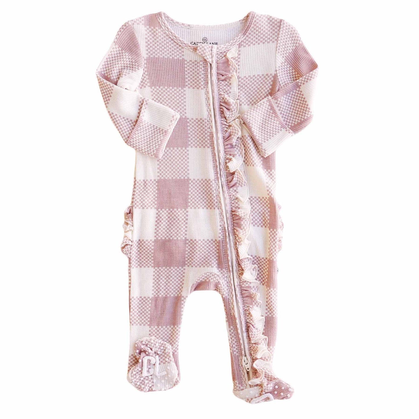 Check Bamboo Ruffle Footie
