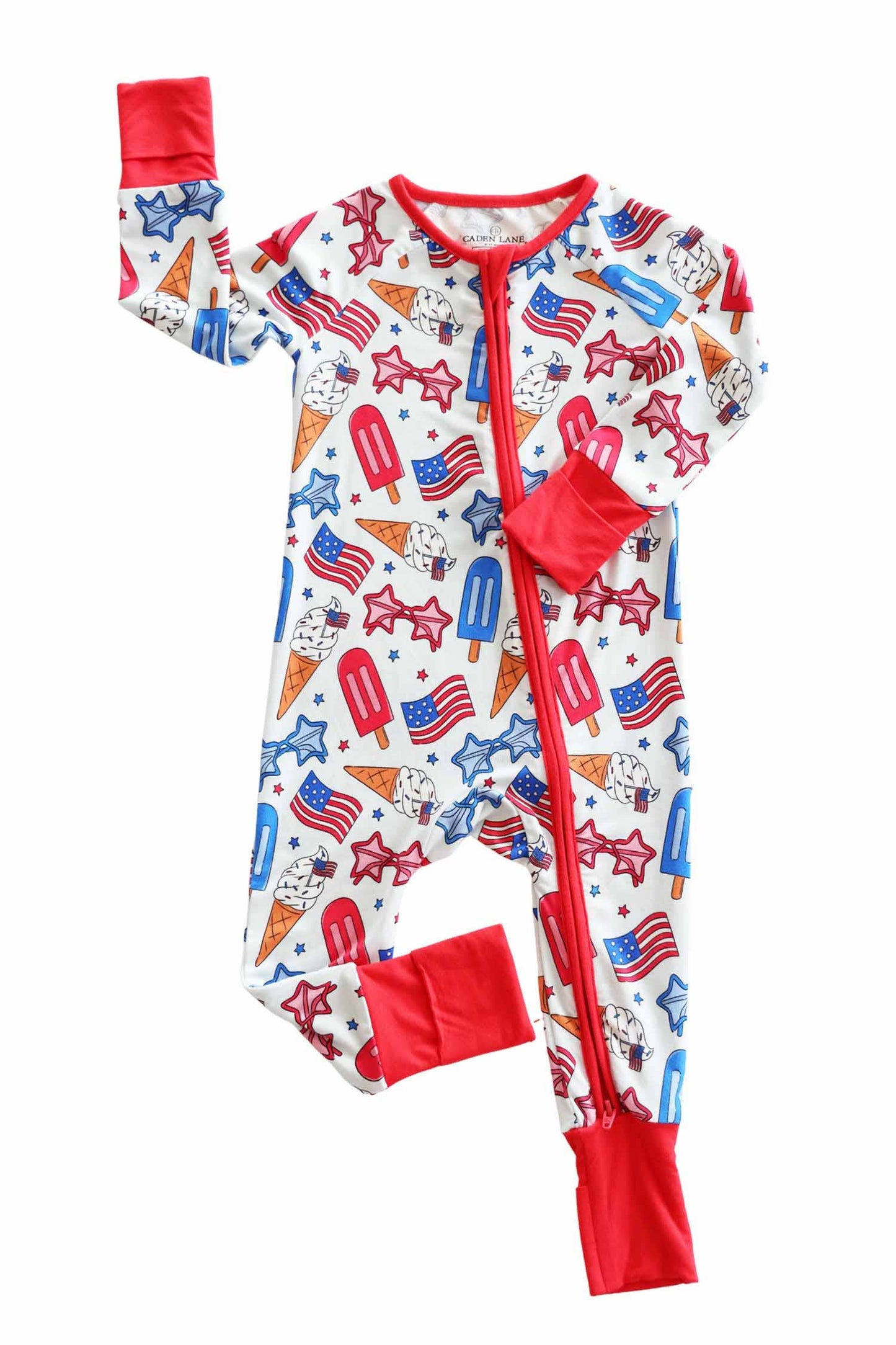 Red, White & Cool Zipper Footie