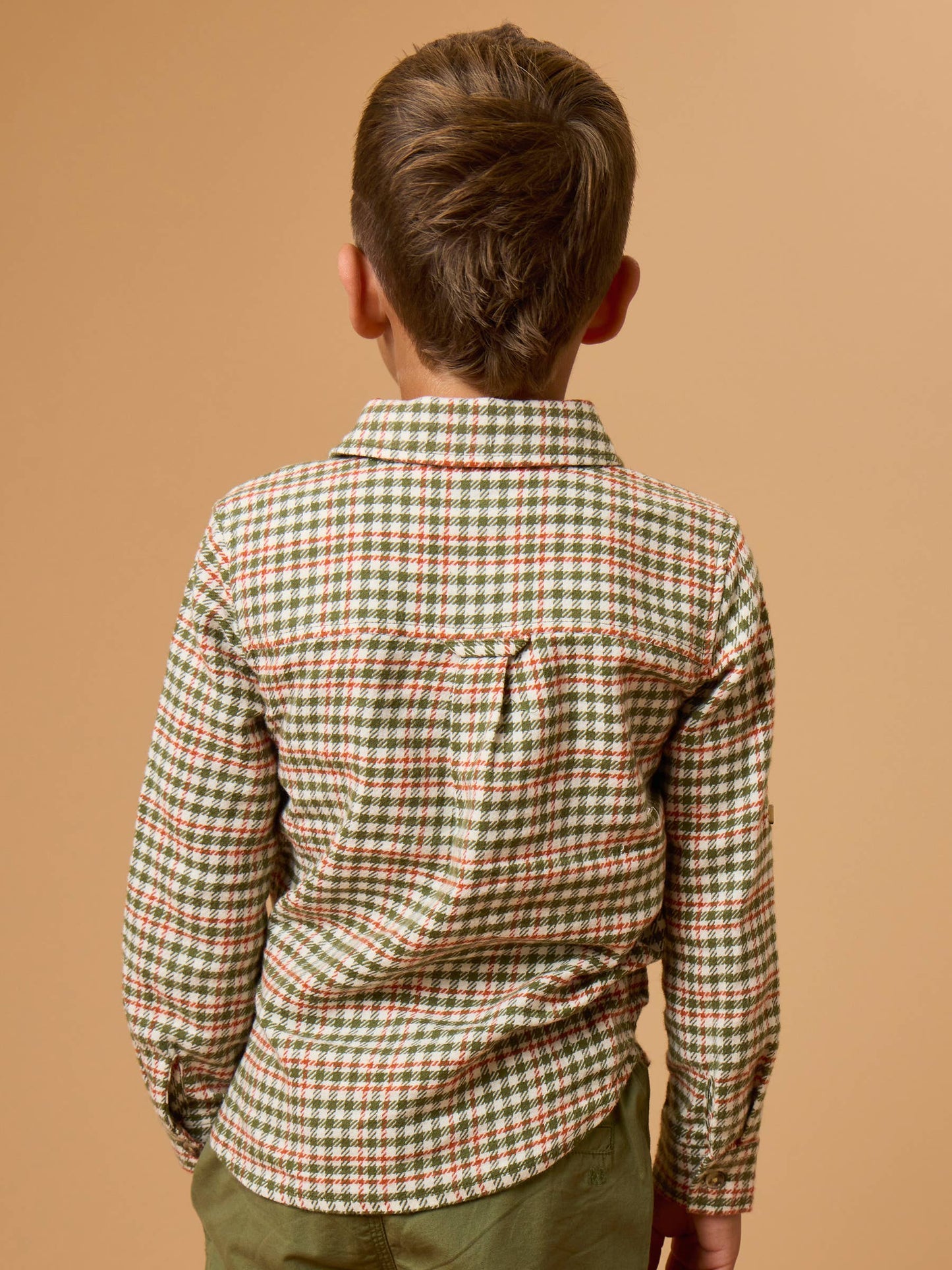 Dusty Olive Houndstooth  Button Down Shirt