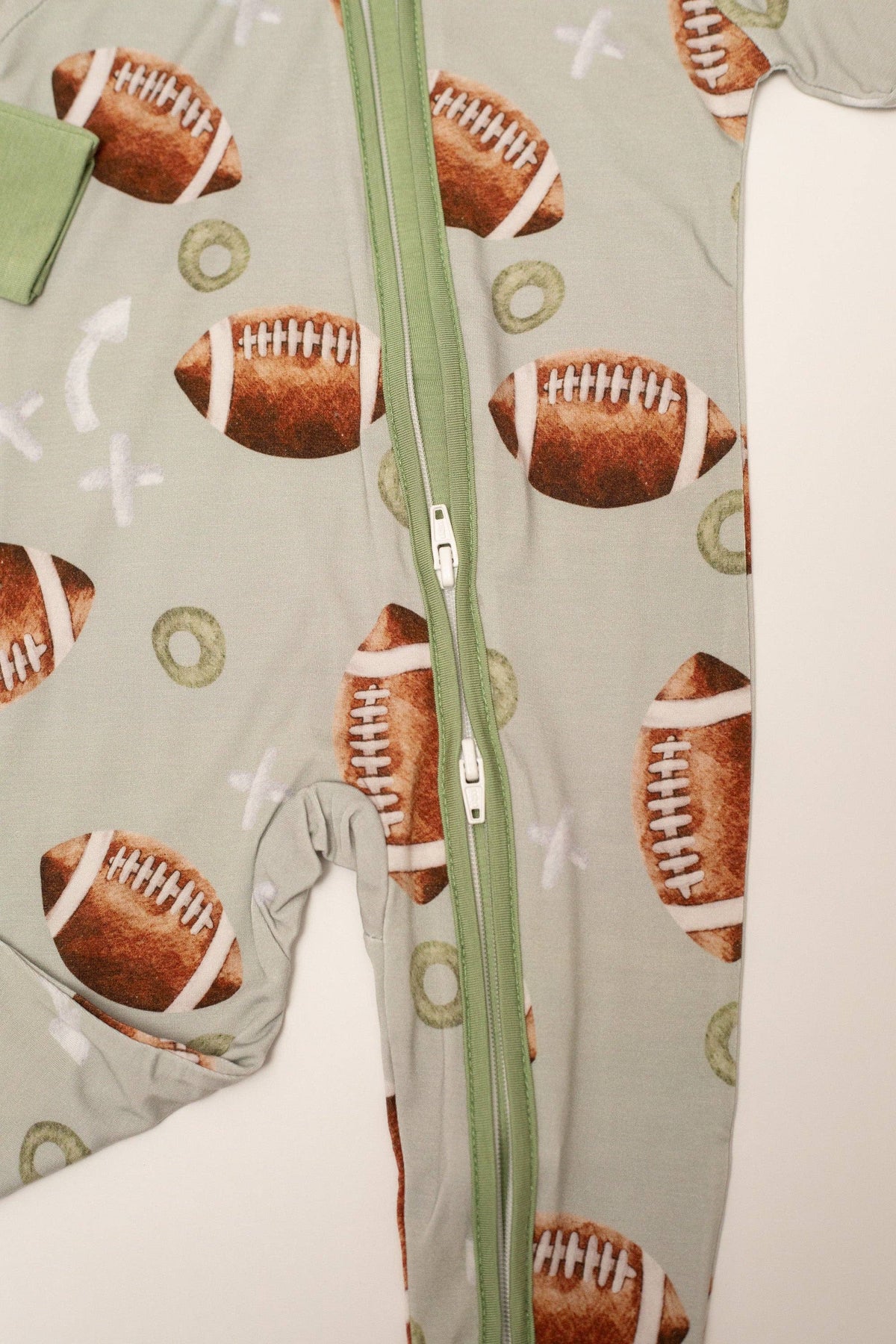 Football Bamboo Zipper Romper