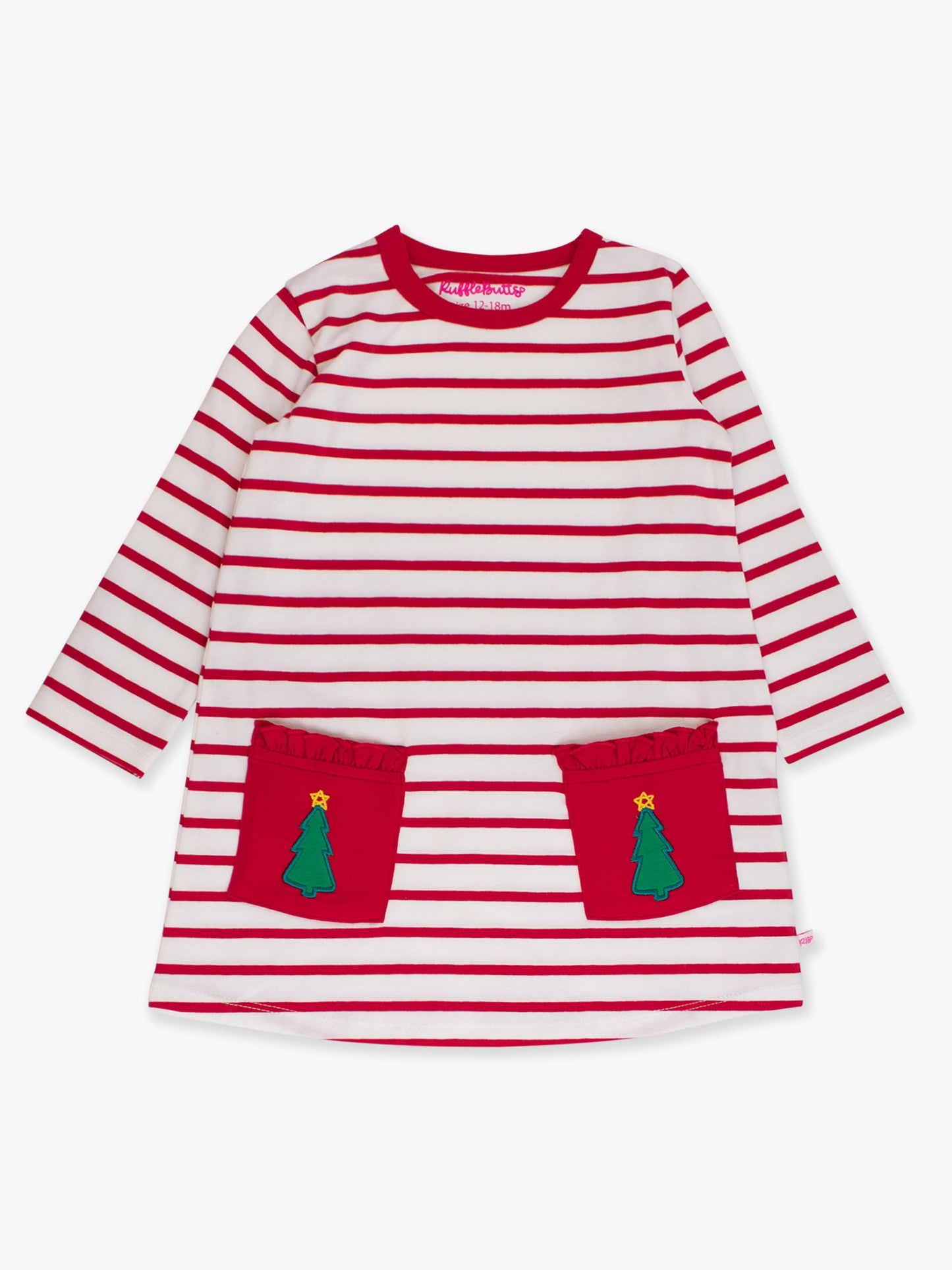 Red Stripe Knit Tree Pockets Dress