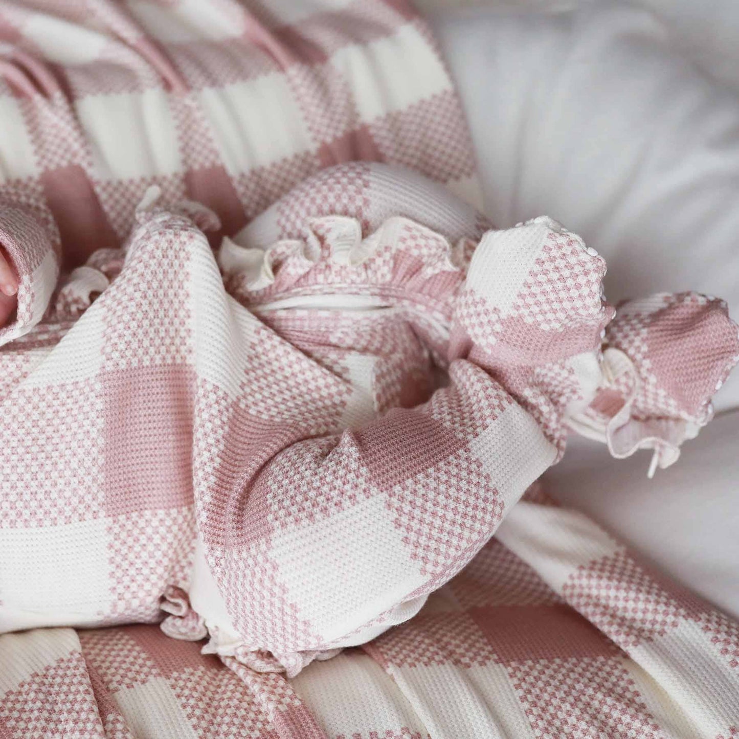 Check Bamboo Ruffle Footie
