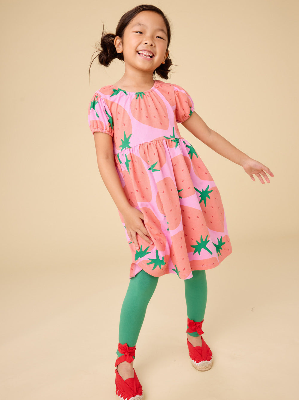 Puff Sleeve Empire Strawberry Dress