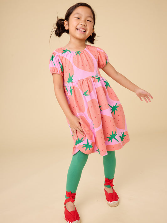 Puff Sleeve Empire Strawberry Dress